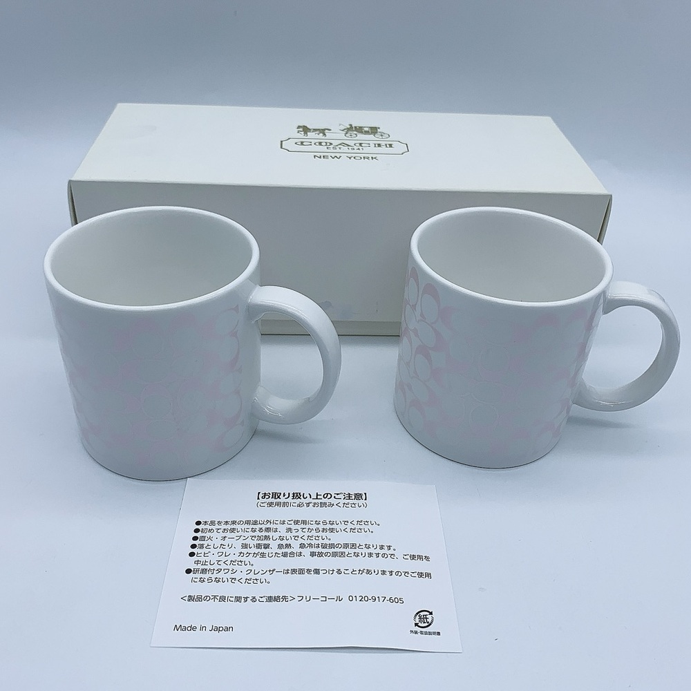 Coach Pink Logo Coffee Mug Set of 2